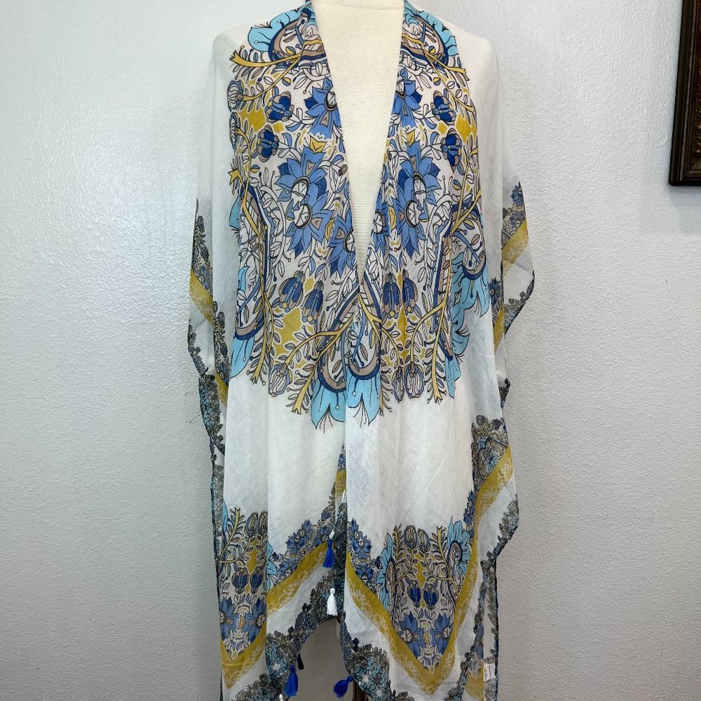 NWT Woven Heart Women's Kimono Top Cardigan Floral Open Front Boho Size ONE